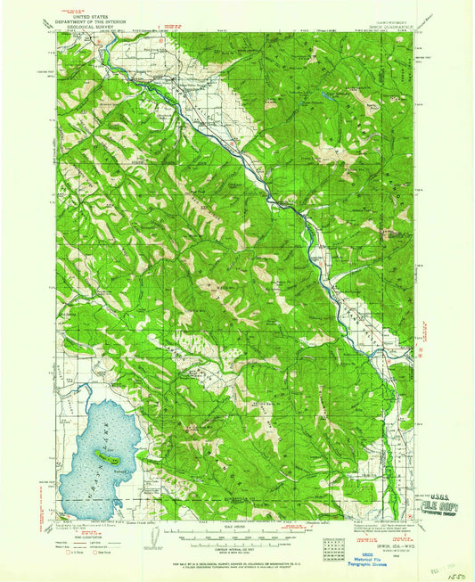 Historic 1932 Irwin Idaho 30'x30' Topo Map Image