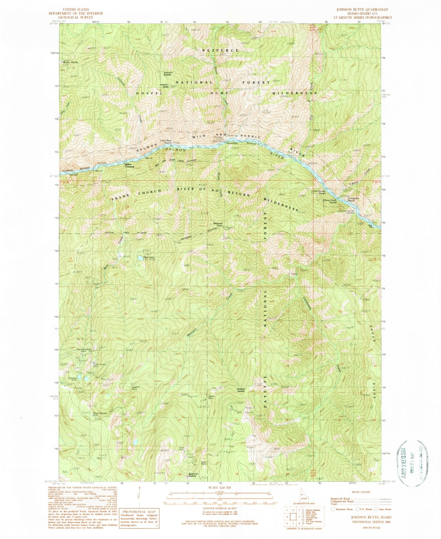 Classic USGS Johnson Butte Idaho 7.5'x7.5' Topo Map Image