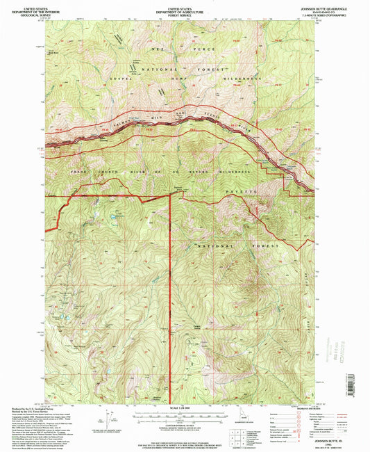 Classic USGS Johnson Butte Idaho 7.5'x7.5' Topo Map Image