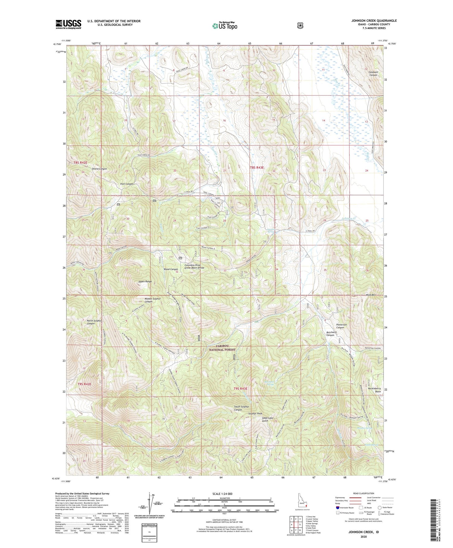 Johnson Creek Idaho US Topo Map Image