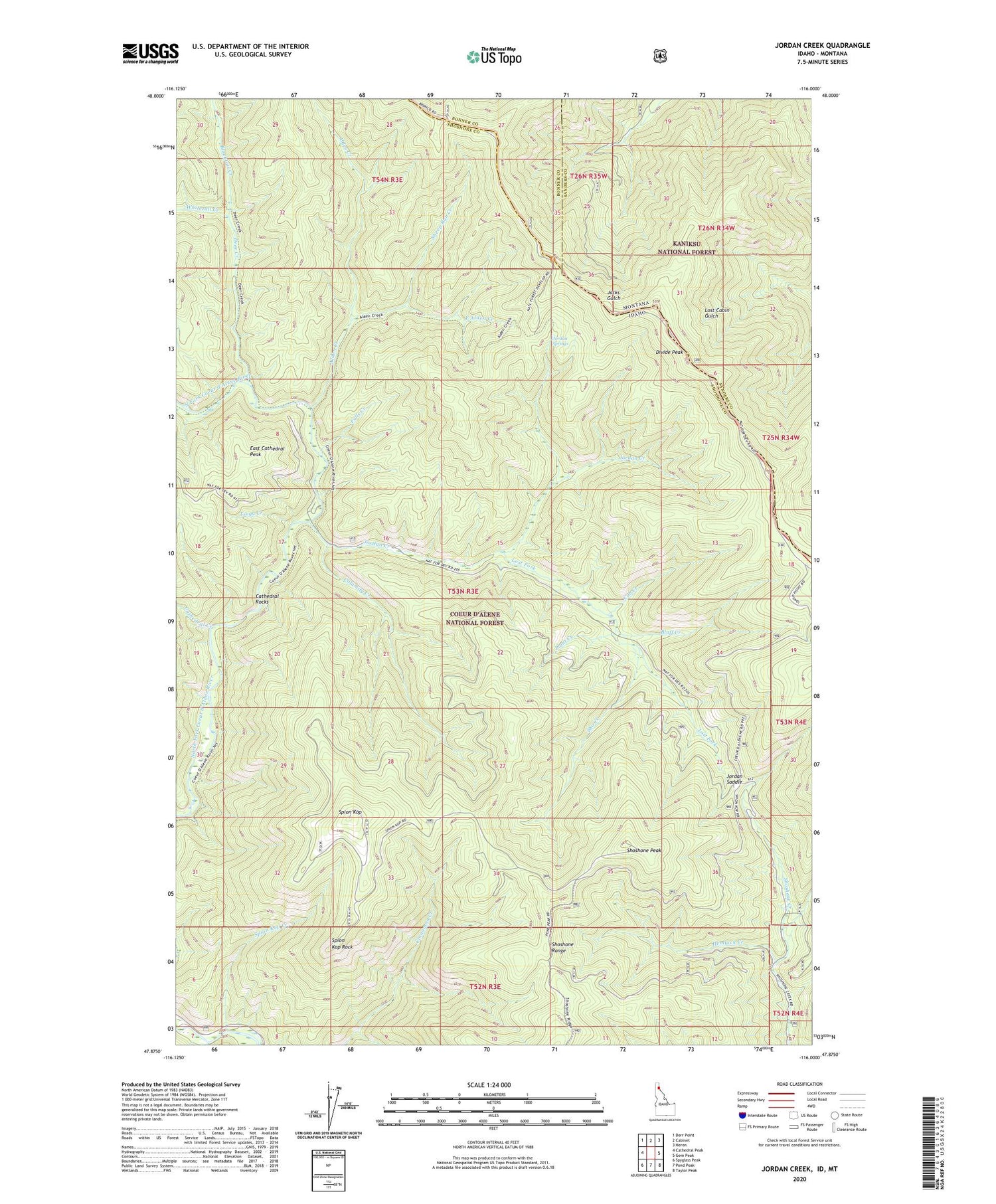 Jordan Creek Idaho US Topo Map Image