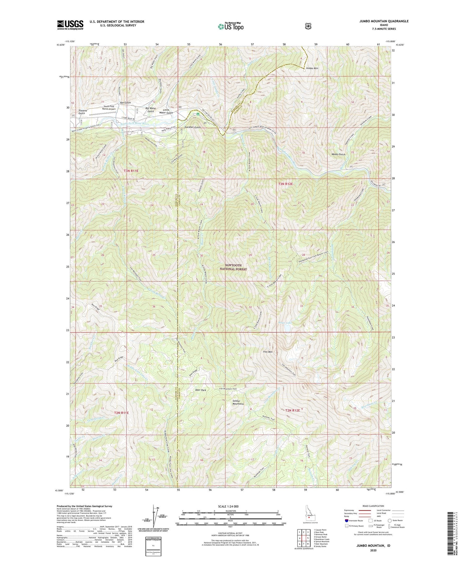 Jumbo Mountain Idaho US Topo Map Image