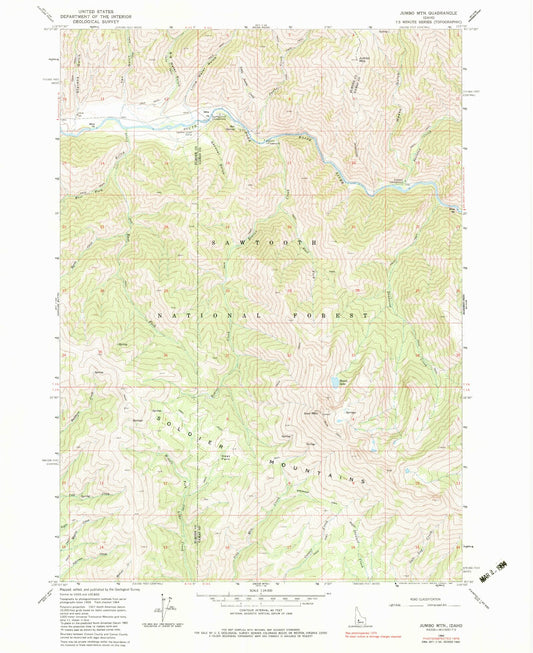 Classic USGS Jumbo Mountain Idaho 7.5'x7.5' Topo Map Image
