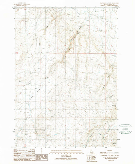 Classic USGS Jump Creek Canyon Idaho 7.5'x7.5' Topo Map Image