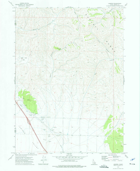 Classic USGS Juniper Idaho 7.5'x7.5' Topo Map Image