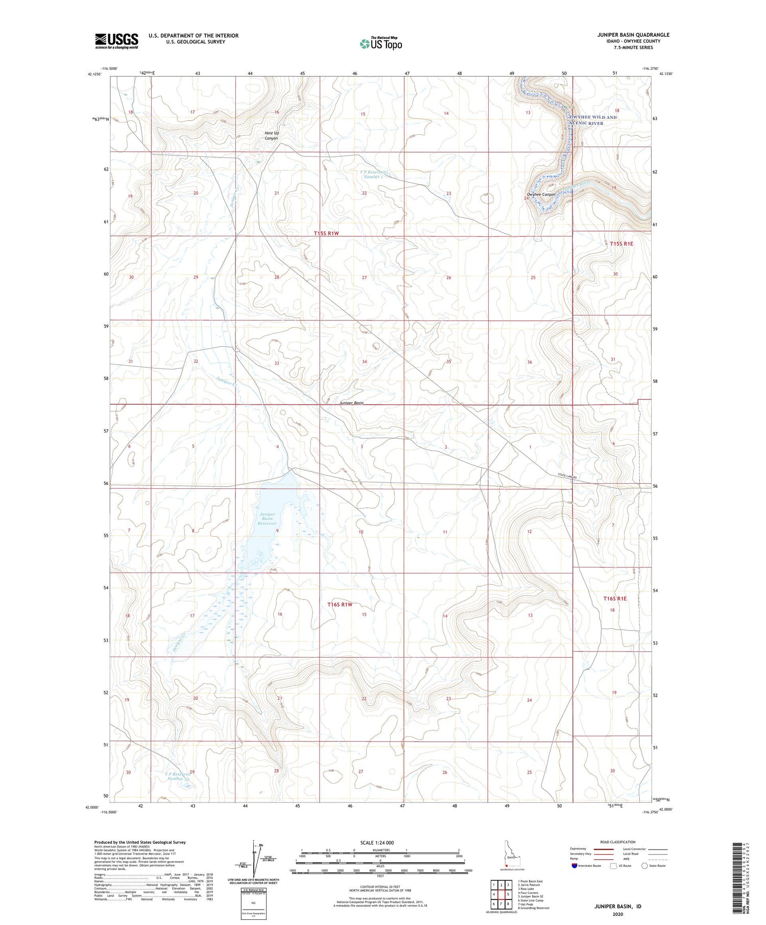 Juniper Basin Idaho US Topo Map Image