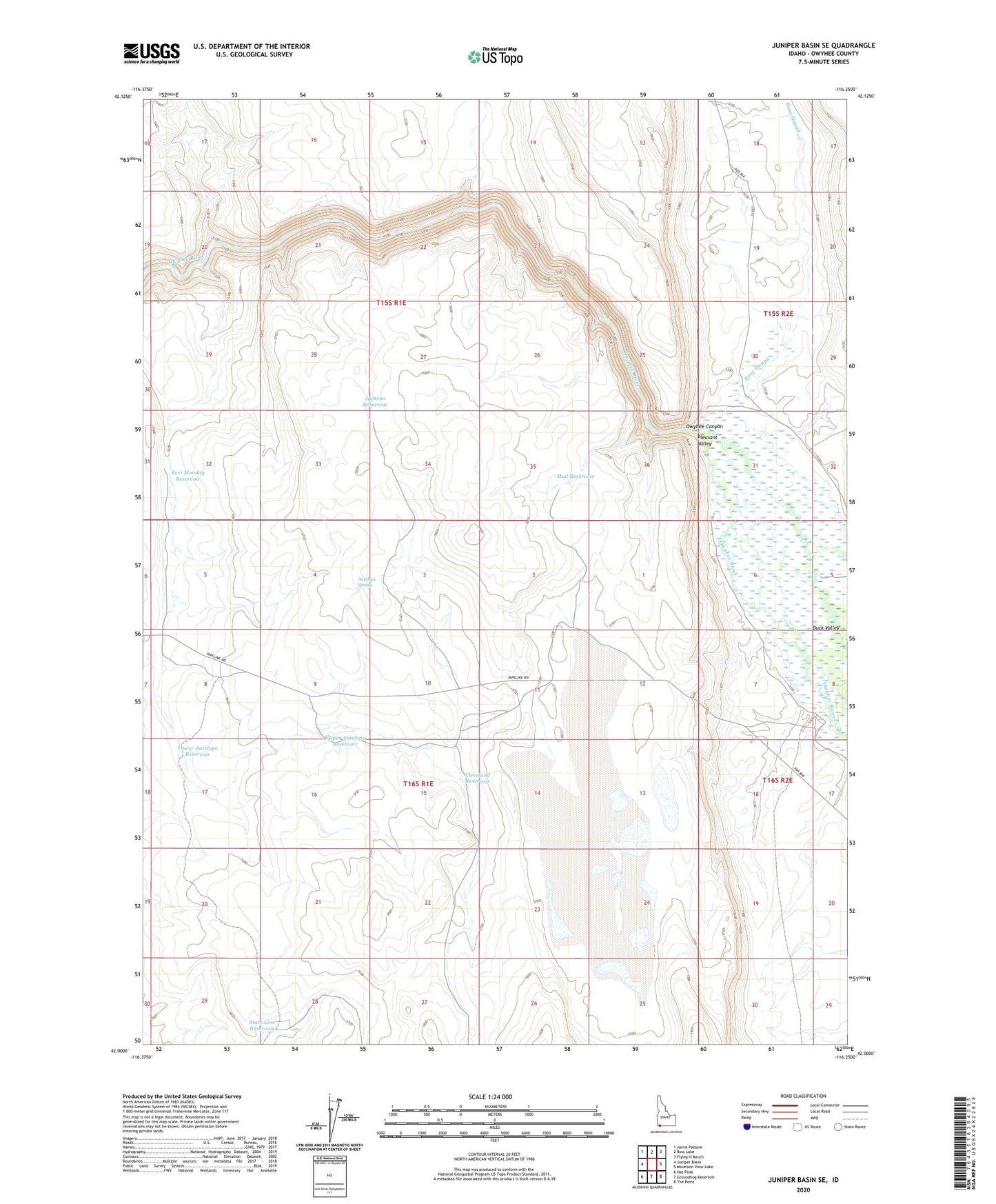 Juniper Basin SE Idaho US Topo Map Image