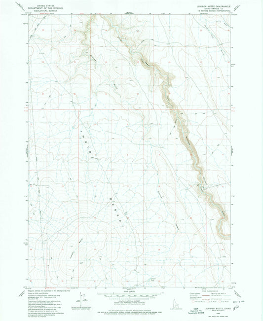 Classic USGS Juniper Butte Idaho 7.5'x7.5' Topo Map Image