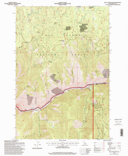 Classic USGS Kelly Mountain Idaho 7.5'x7.5' Topo Map Image