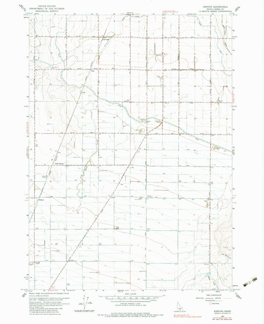 Classic USGS Kenyon Idaho 7.5'x7.5' Topo Map Image
