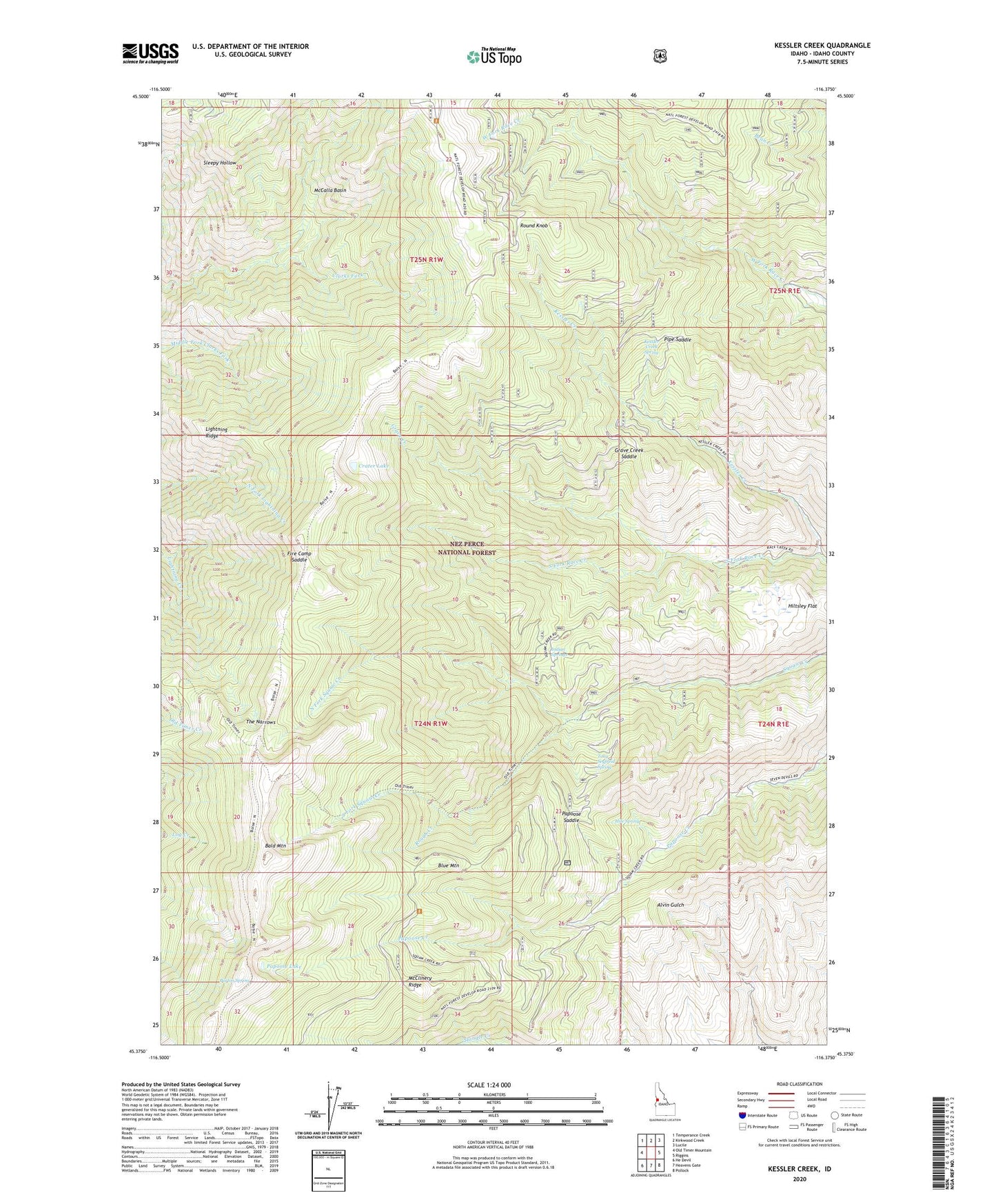 Kessler Creek Idaho US Topo Map Image