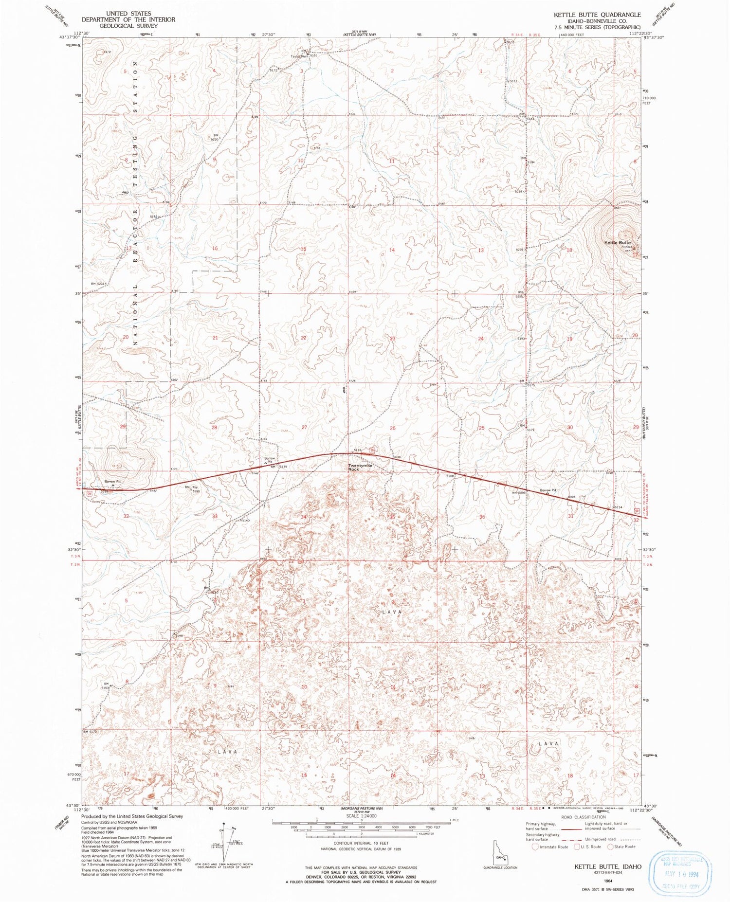 Classic USGS Kettle Butte Idaho 7.5'x7.5' Topo Map Image