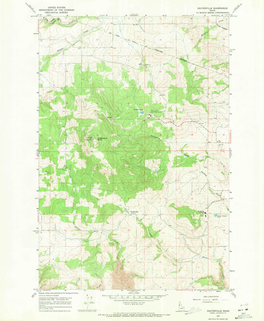 Classic USGS Keuterville Idaho 7.5'x7.5' Topo Map Image