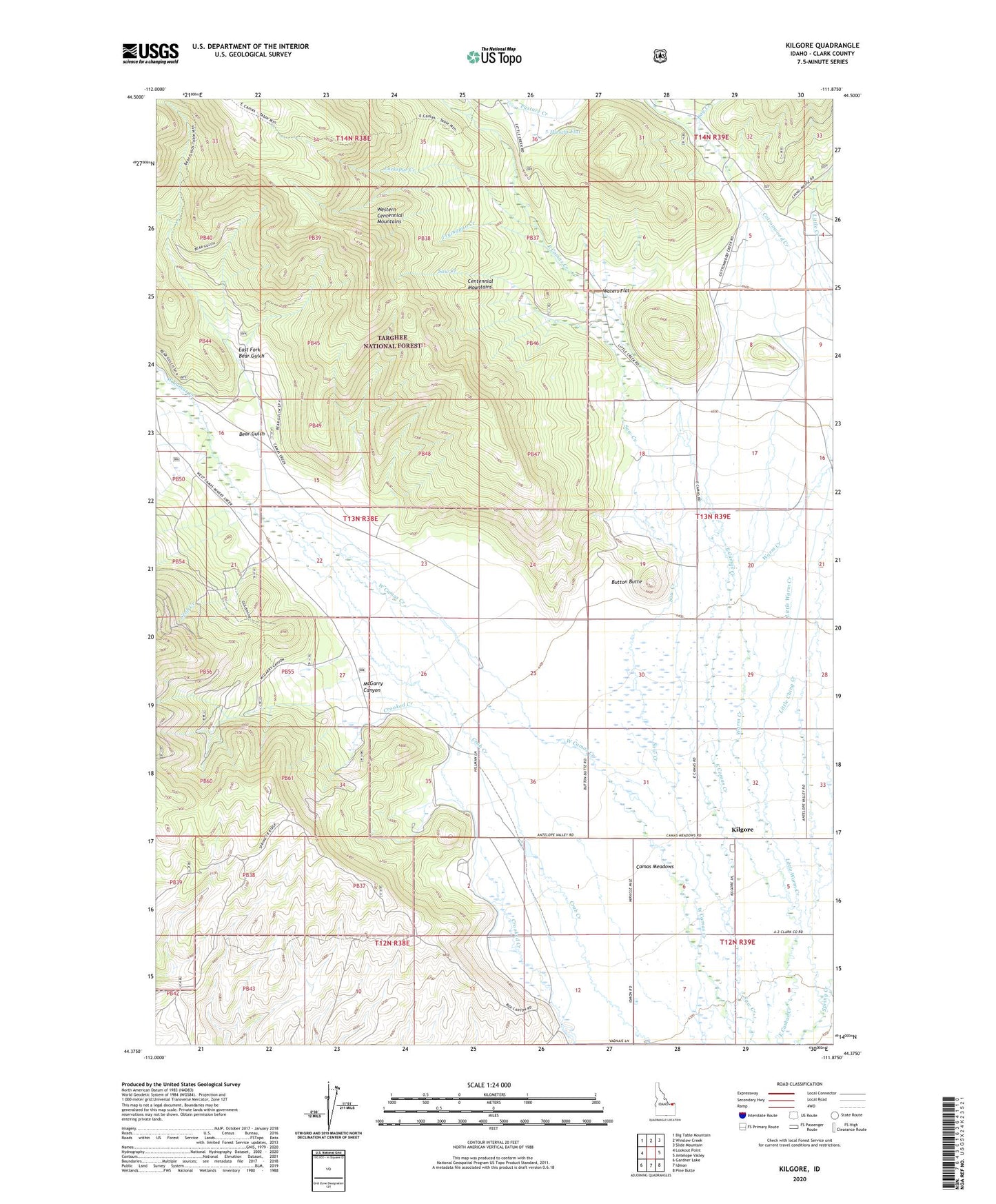 Kilgore Idaho US Topo Map Image