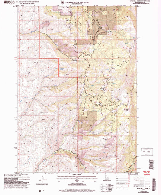 Classic USGS King Hill Creek Idaho 7.5'x7.5' Topo Map Image
