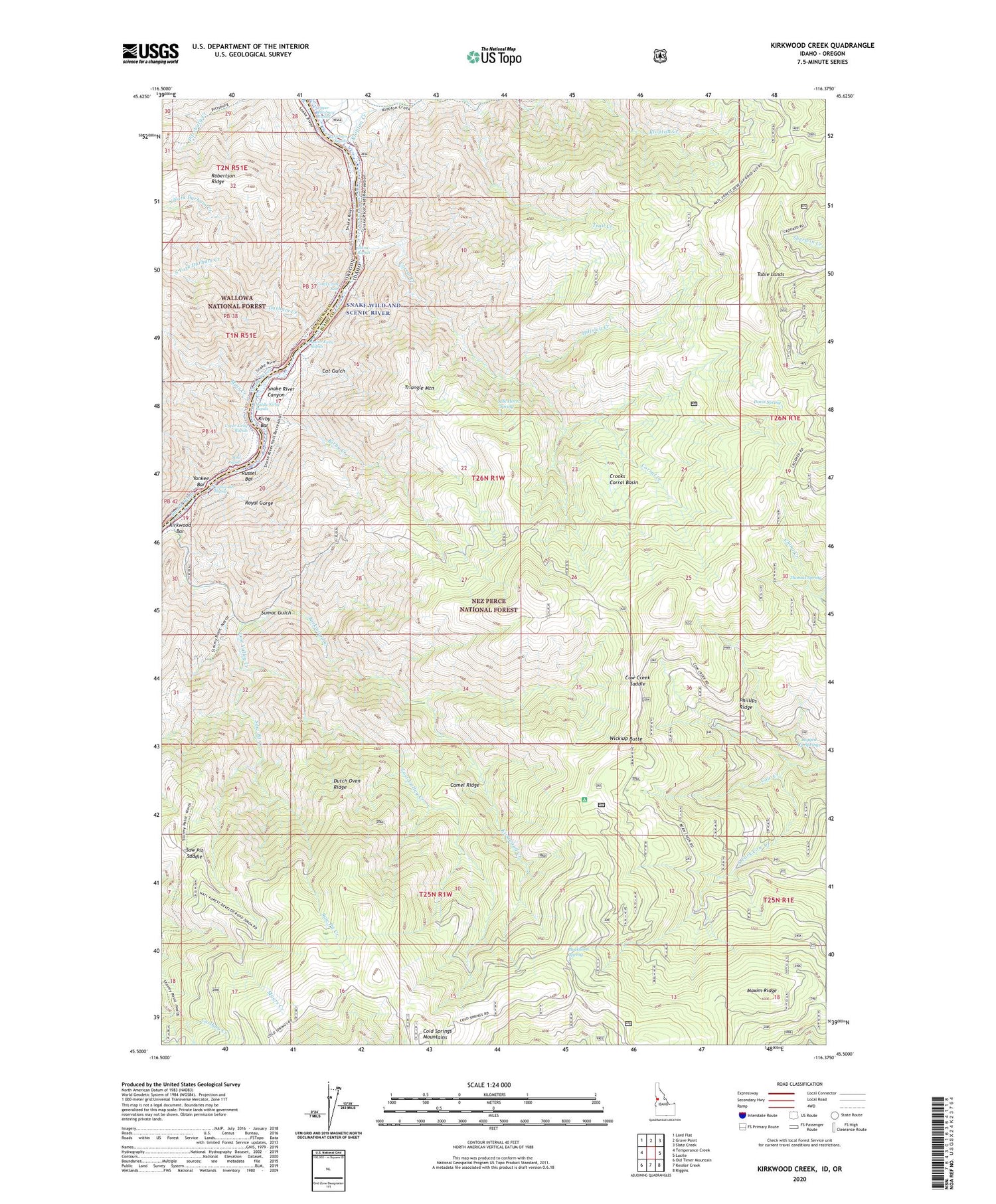 Kirkwood Creek Idaho US Topo Map Image