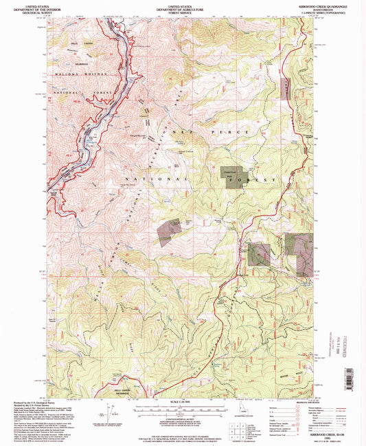 Classic USGS Kirkwood Creek Idaho 7.5'x7.5' Topo Map Image
