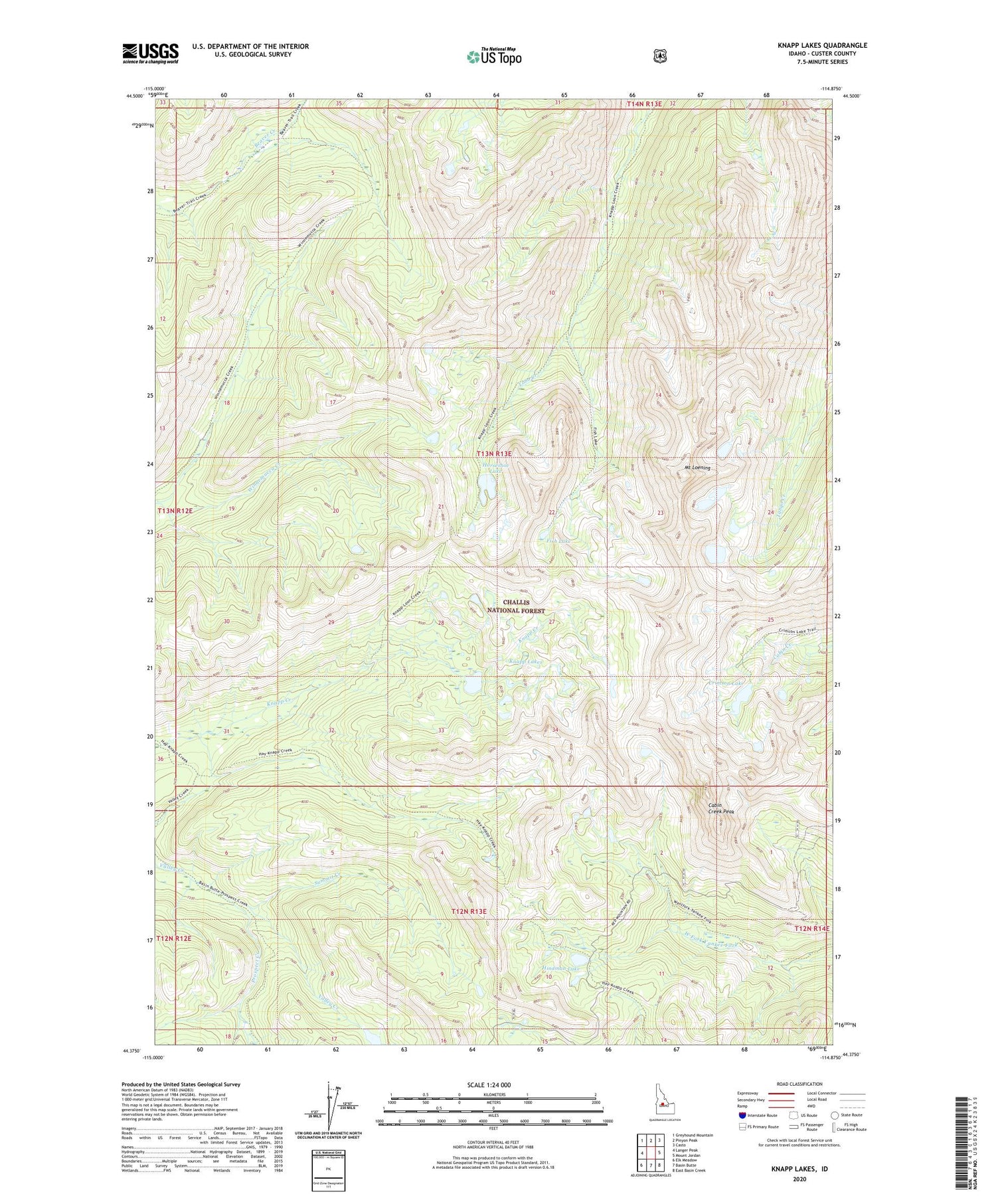 Knapp Lakes Idaho US Topo Map Image