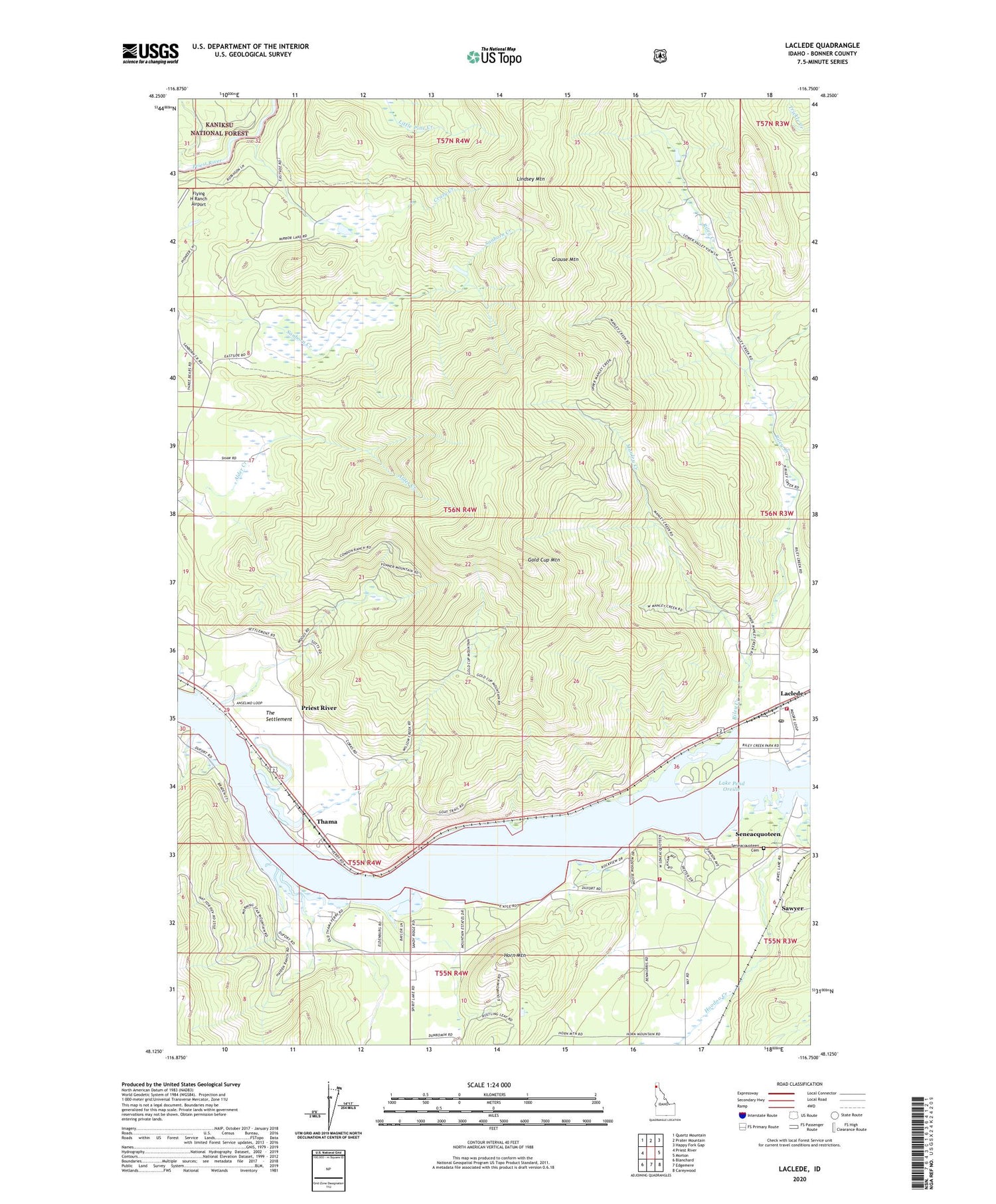 Laclede Idaho US Topo Map Image