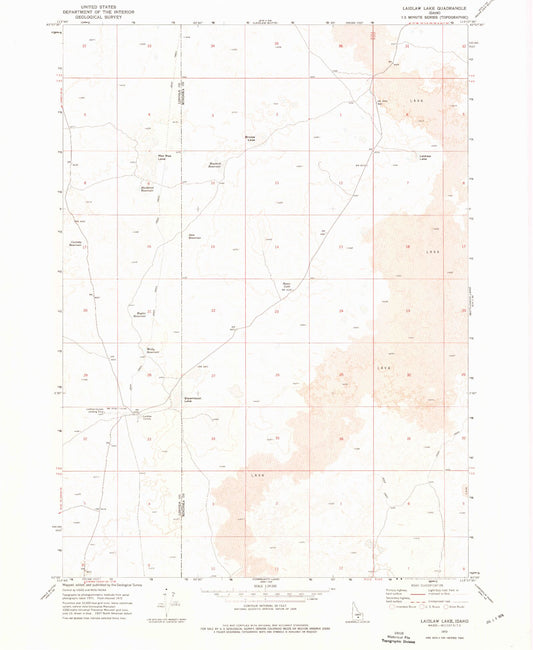 Classic USGS Laidlaw Lake Idaho 7.5'x7.5' Topo Map Image