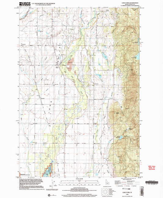 Classic USGS Lake Fork Idaho 7.5'x7.5' Topo Map Image