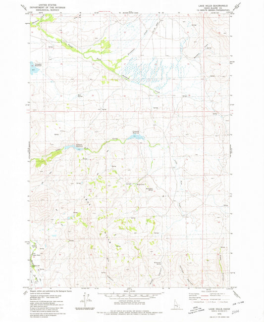 Classic USGS Lake Hills Idaho 7.5'x7.5' Topo Map Image