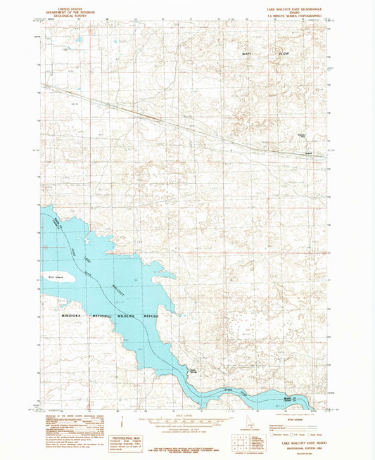 Classic USGS Lake Walcott East Idaho 7.5'x7.5' Topo Map Image