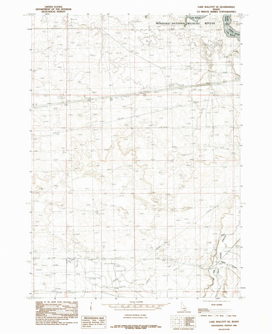 Classic USGS Lake Walcott SE Idaho 7.5'x7.5' Topo Map Image