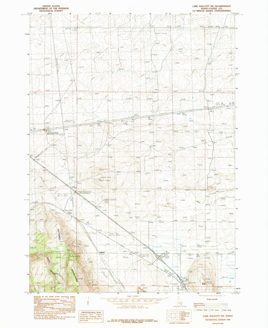 Classic USGS Lake Walcott SW Idaho 7.5'x7.5' Topo Map Image
