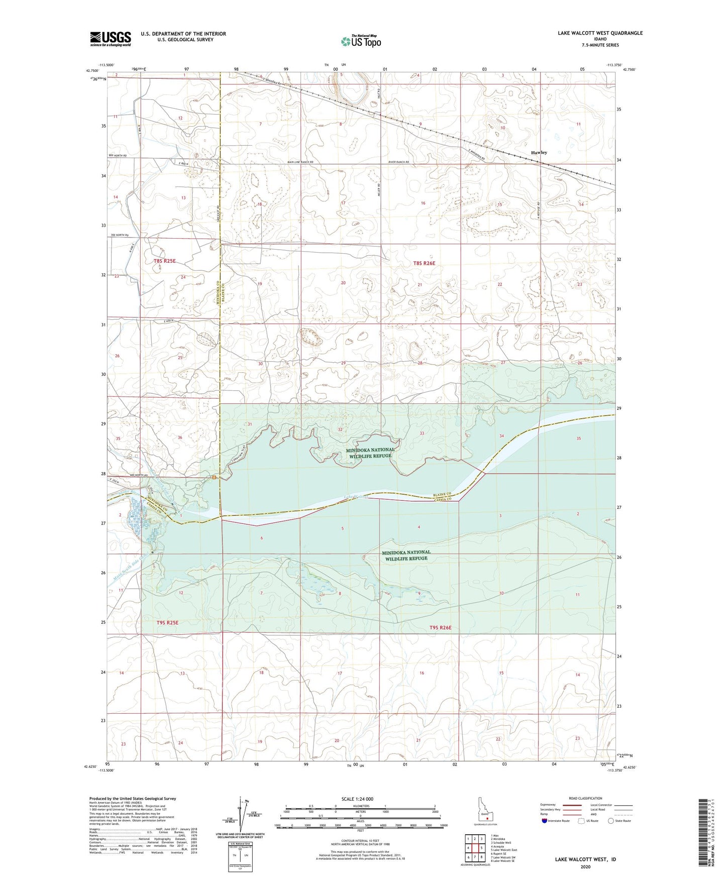 Lake Walcott West Idaho US Topo Map Image