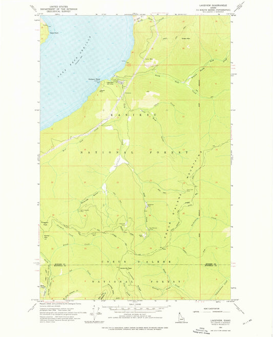 Classic USGS Lakeview Idaho 7.5'x7.5' Topo Map Image
