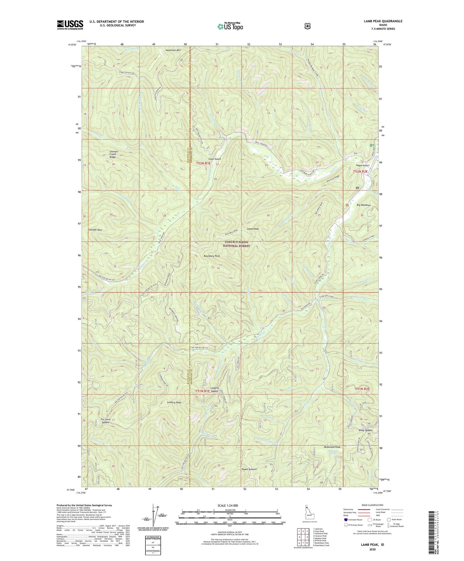 Lamb Peak Idaho US Topo Map Image