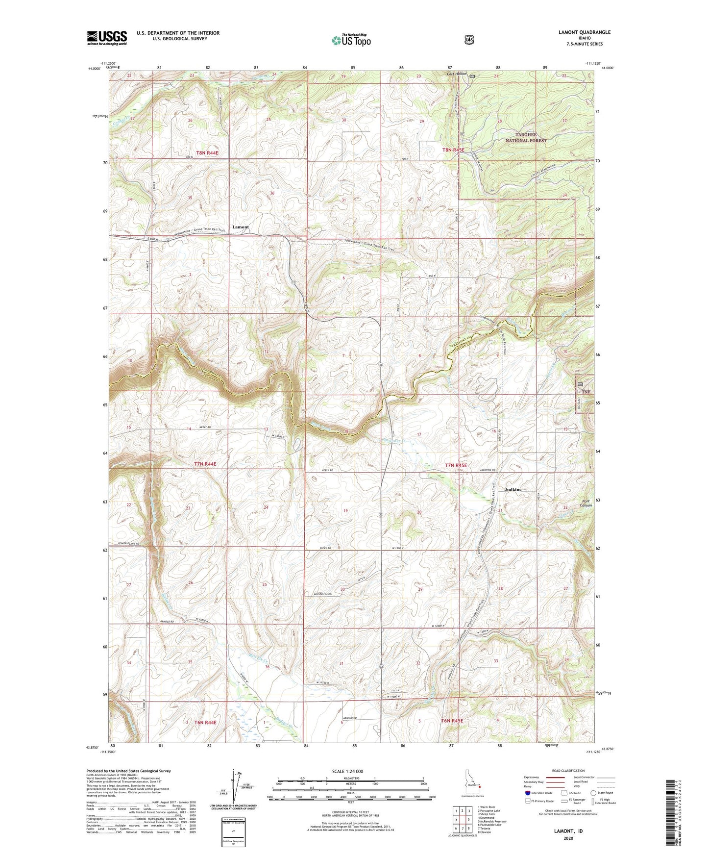 Lamont Idaho US Topo Map Image