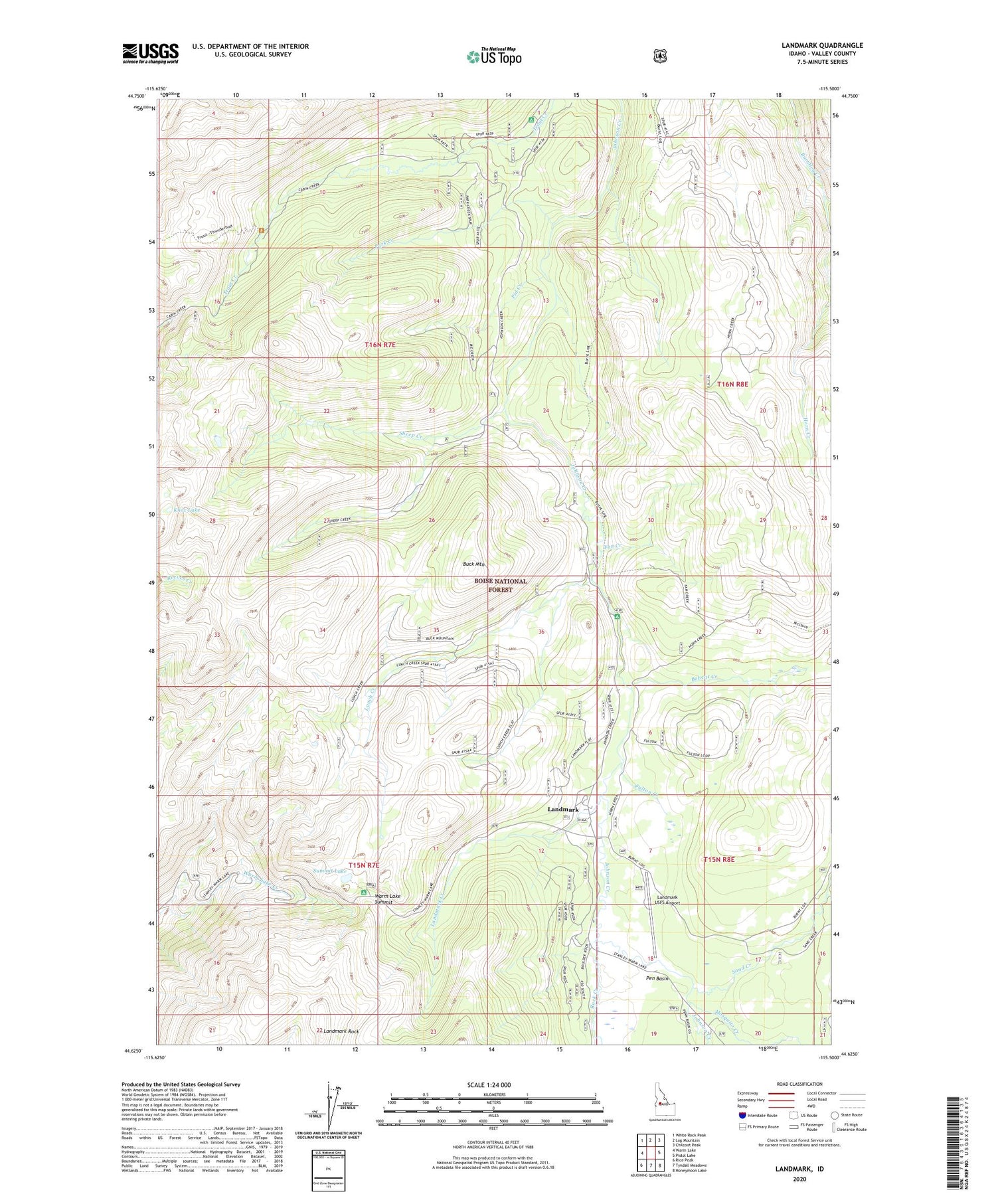 Landmark Idaho US Topo Map Image