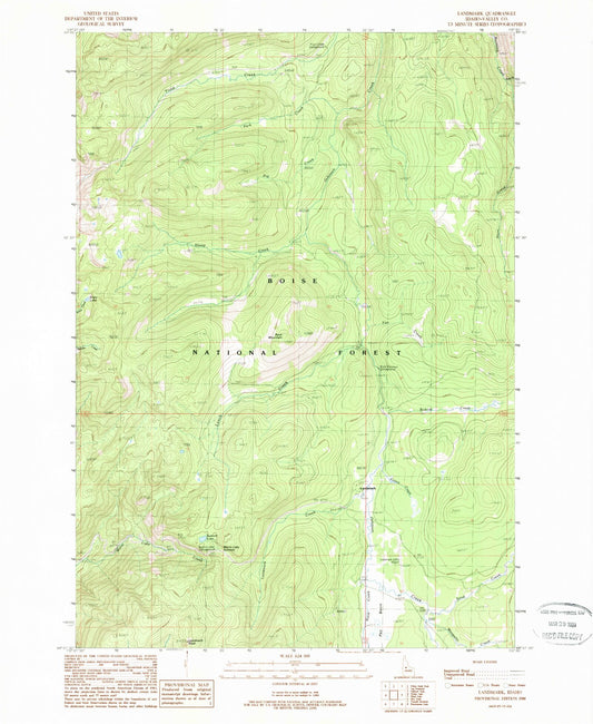 Classic USGS Landmark Idaho 7.5'x7.5' Topo Map Image