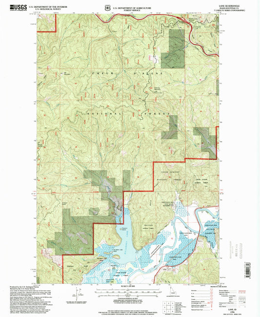 Classic USGS Lane Idaho 7.5'x7.5' Topo Map Image