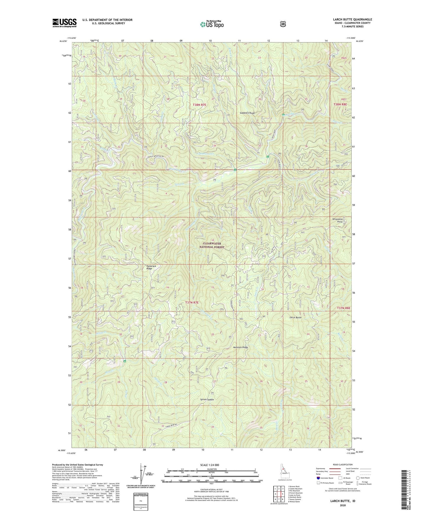Larch Butte Idaho US Topo Map Image