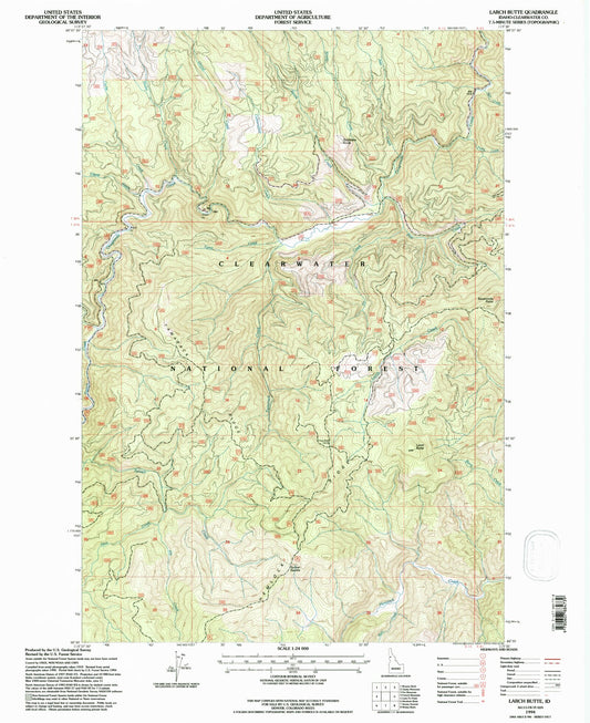 Classic USGS Larch Butte Idaho 7.5'x7.5' Topo Map Image
