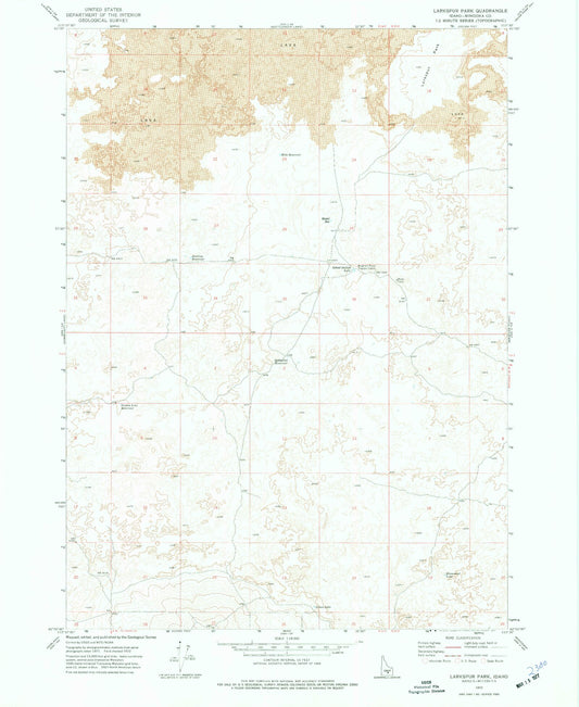 Classic USGS Larkspur Park Idaho 7.5'x7.5' Topo Map Image