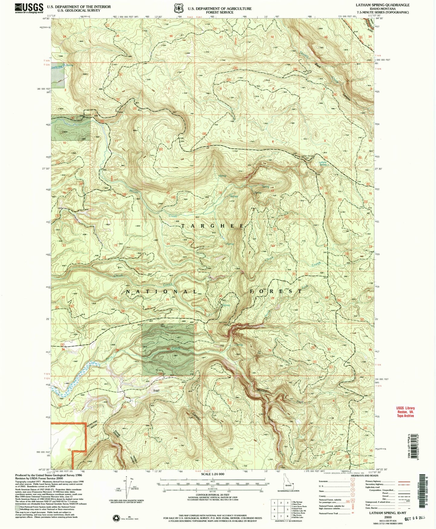 Classic USGS Latham Spring Idaho 7.5'x7.5' Topo Map Image