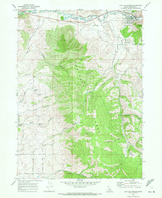 Classic USGS Lava Hot Springs Idaho 7.5'x7.5' Topo Map Image