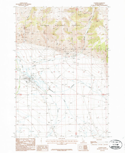 Classic USGS Leadore Idaho 7.5'x7.5' Topo Map Image