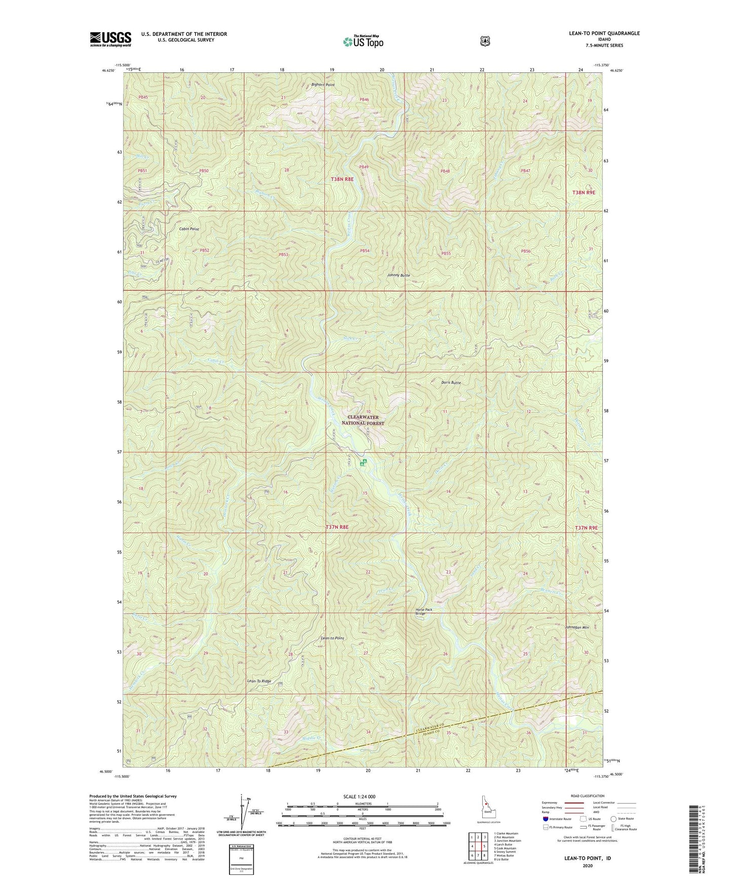 Lean-to Point Idaho US Topo Map Image
