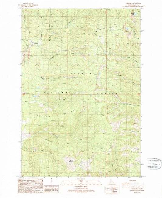 Classic USGS Leesburg Idaho 7.5'x7.5' Topo Map Image