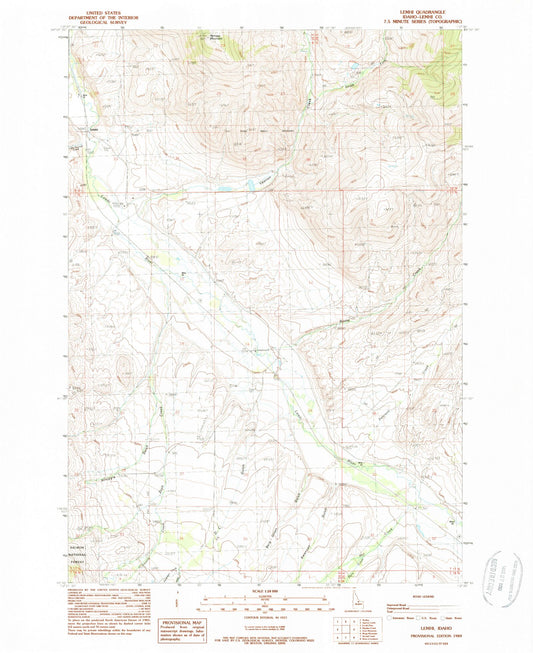 Classic USGS Lemhi Idaho 7.5'x7.5' Topo Map Image