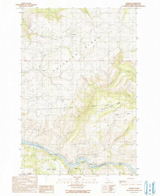 Classic USGS Lenore Idaho 7.5'x7.5' Topo Map Image