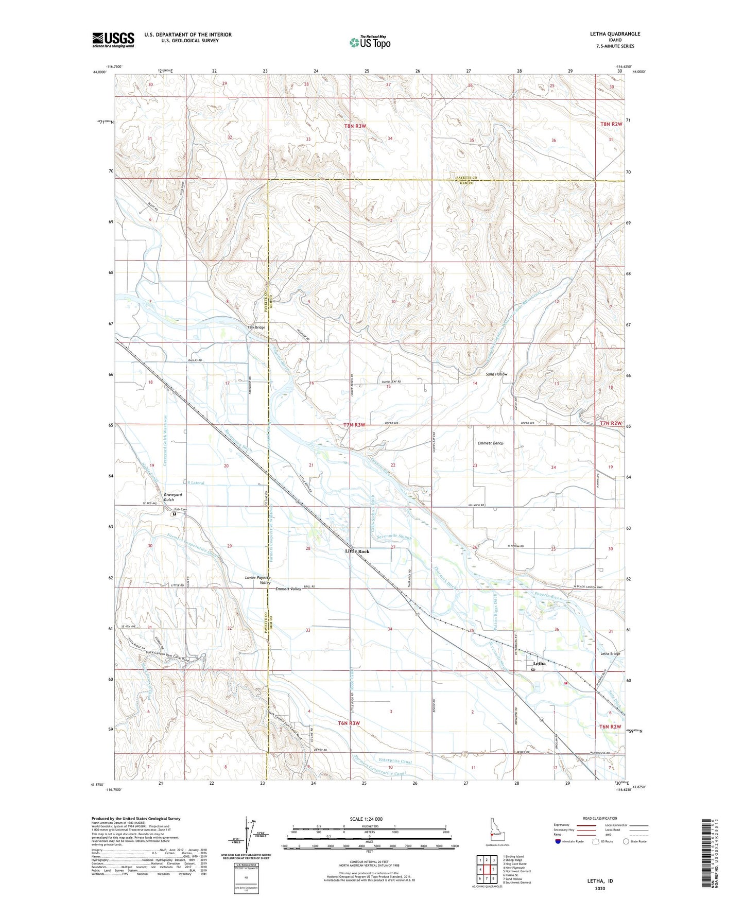 Letha Idaho US Topo Map Image