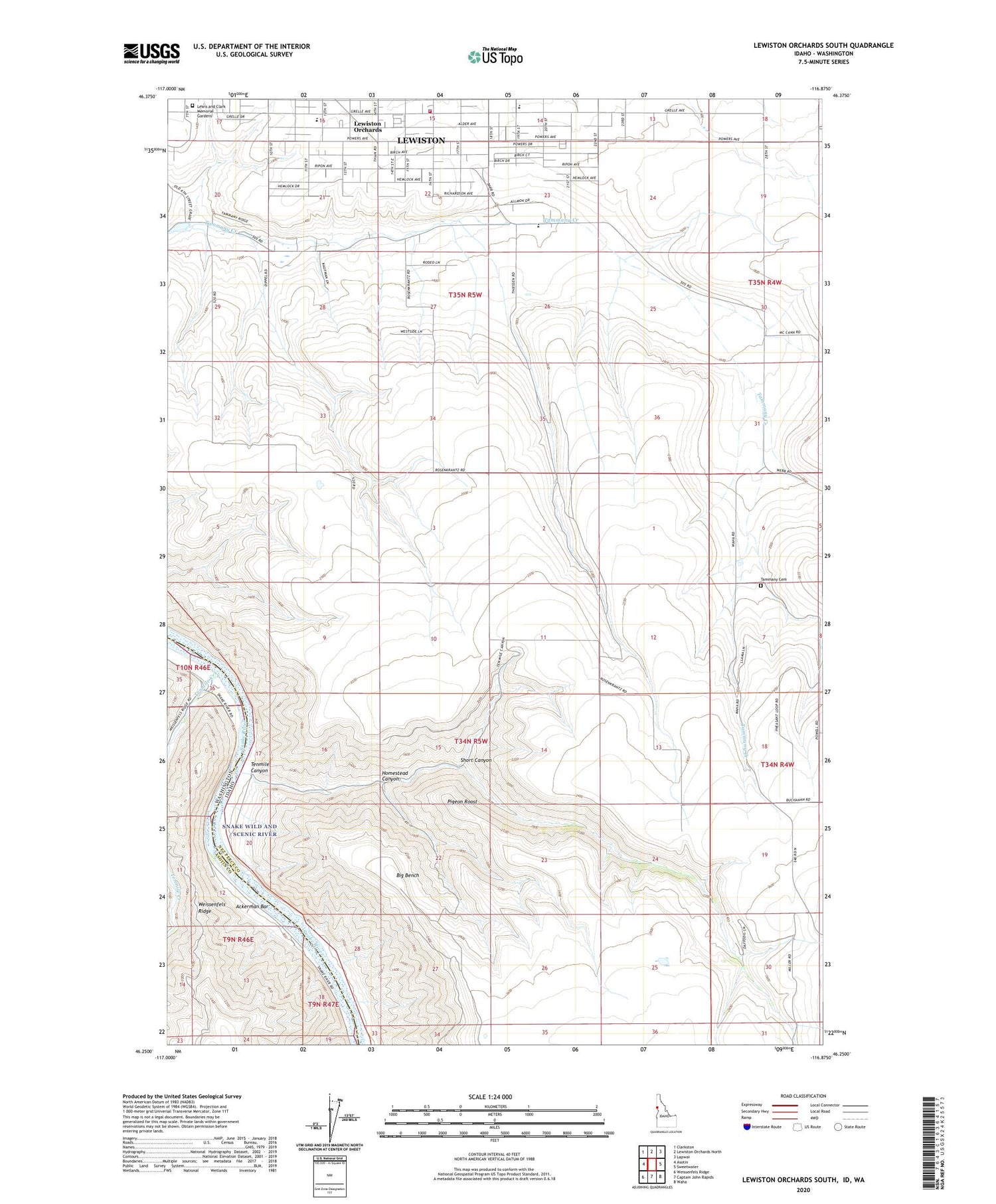 Lewiston Orchards South Idaho US Topo Map Image