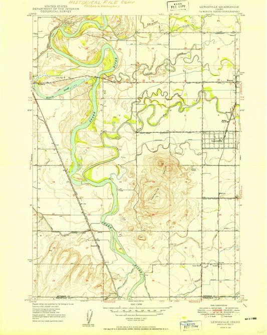 Classic USGS Lewisville Idaho 7.5'x7.5' Topo Map Image