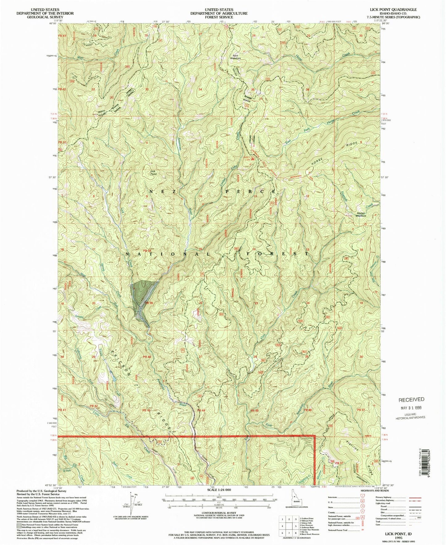 Classic USGS Lick Point Idaho 7.5'x7.5' Topo Map Image